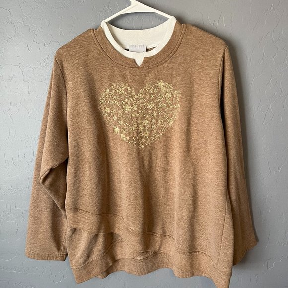Bon Worth Sweaters - Brown Embroidered Sweater